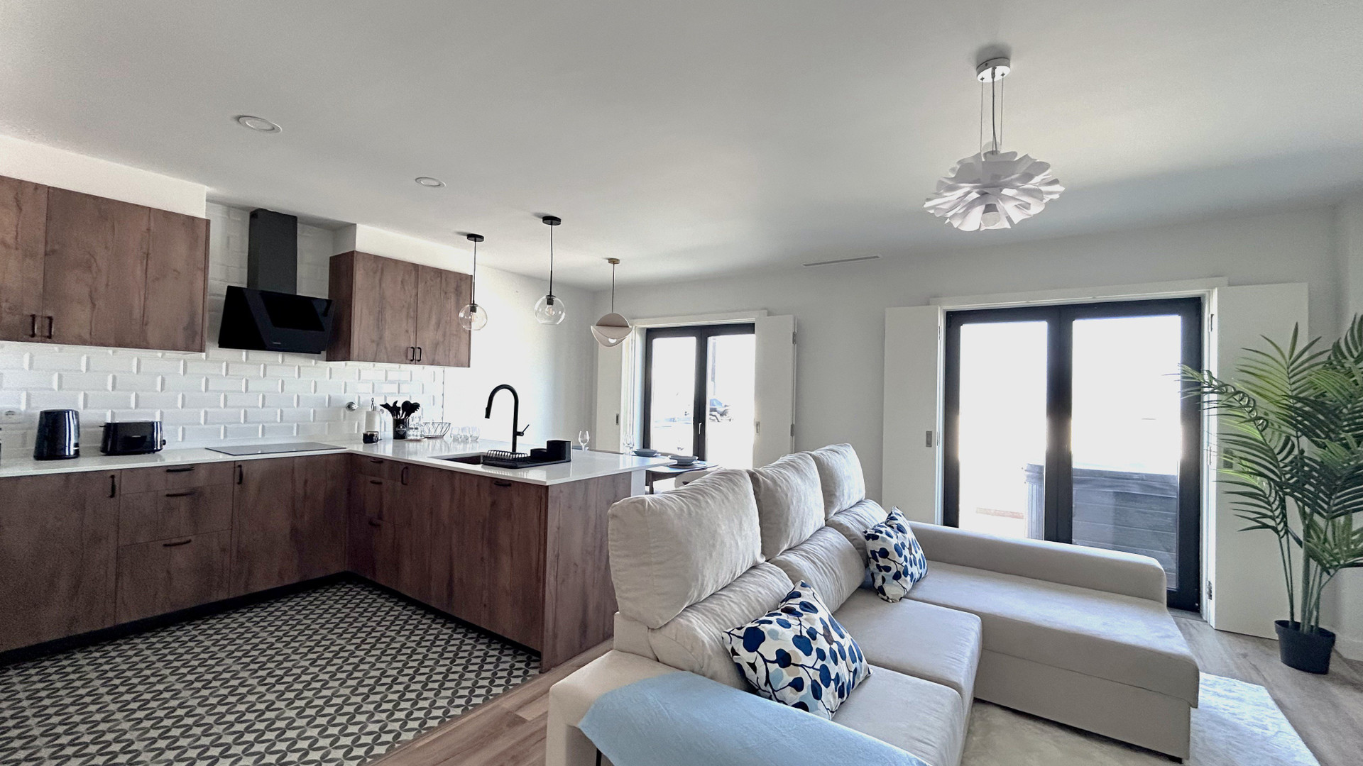 Open plan kitchen and living area