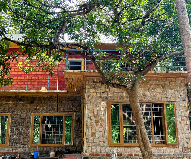 Stone and brick house exterior