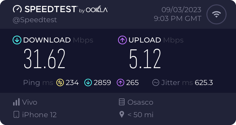 Speedtest.net result