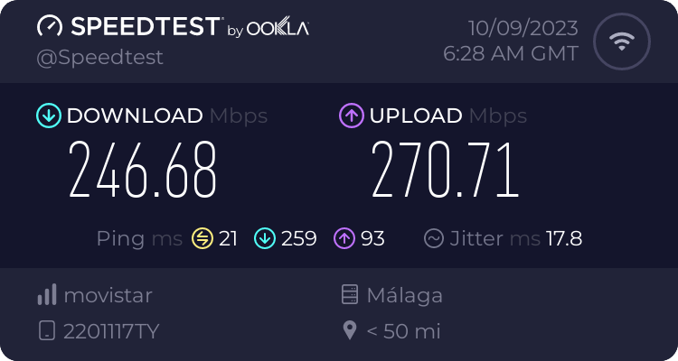 Speedtest.net result