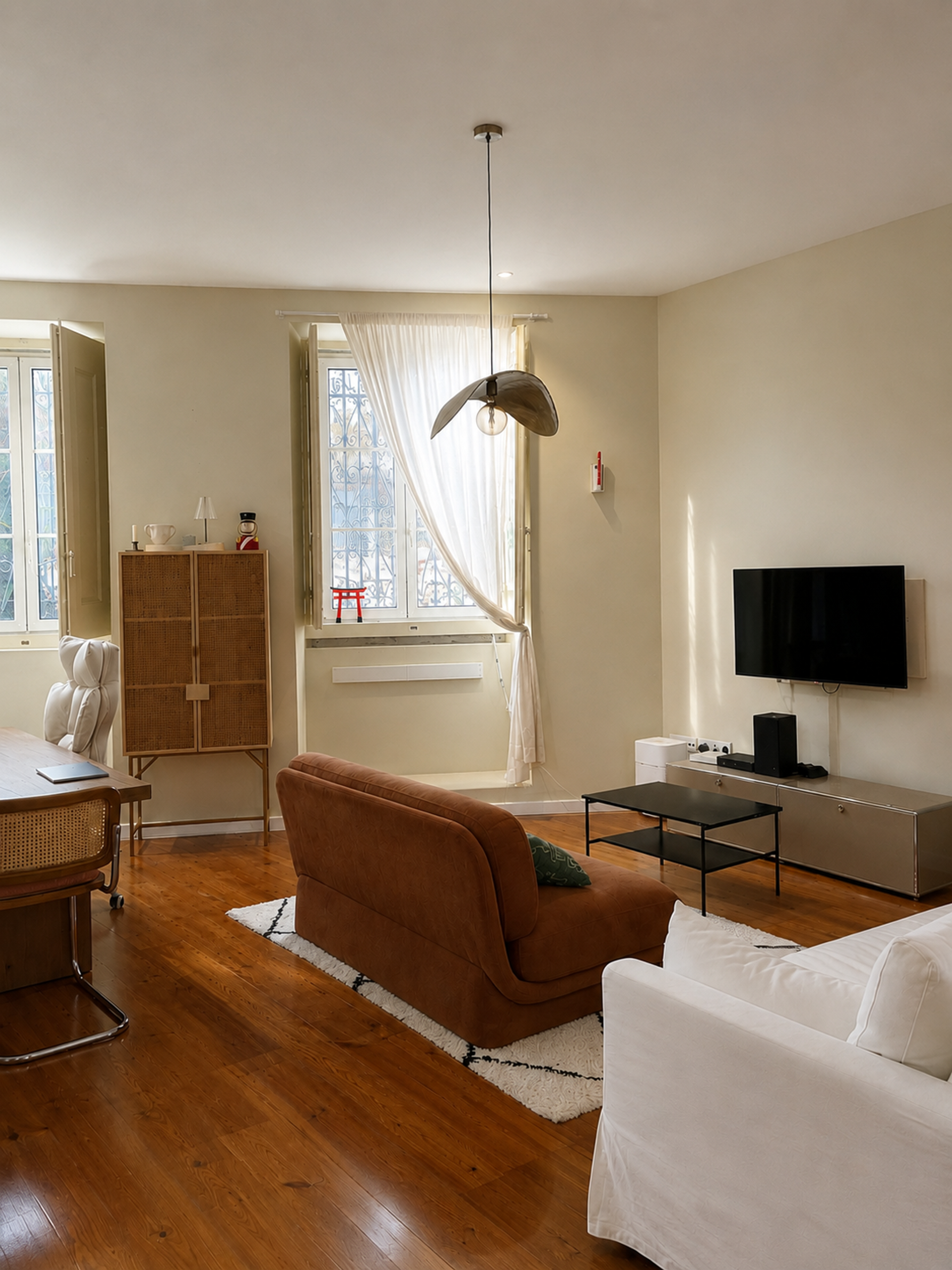 Bright living room with sofas
