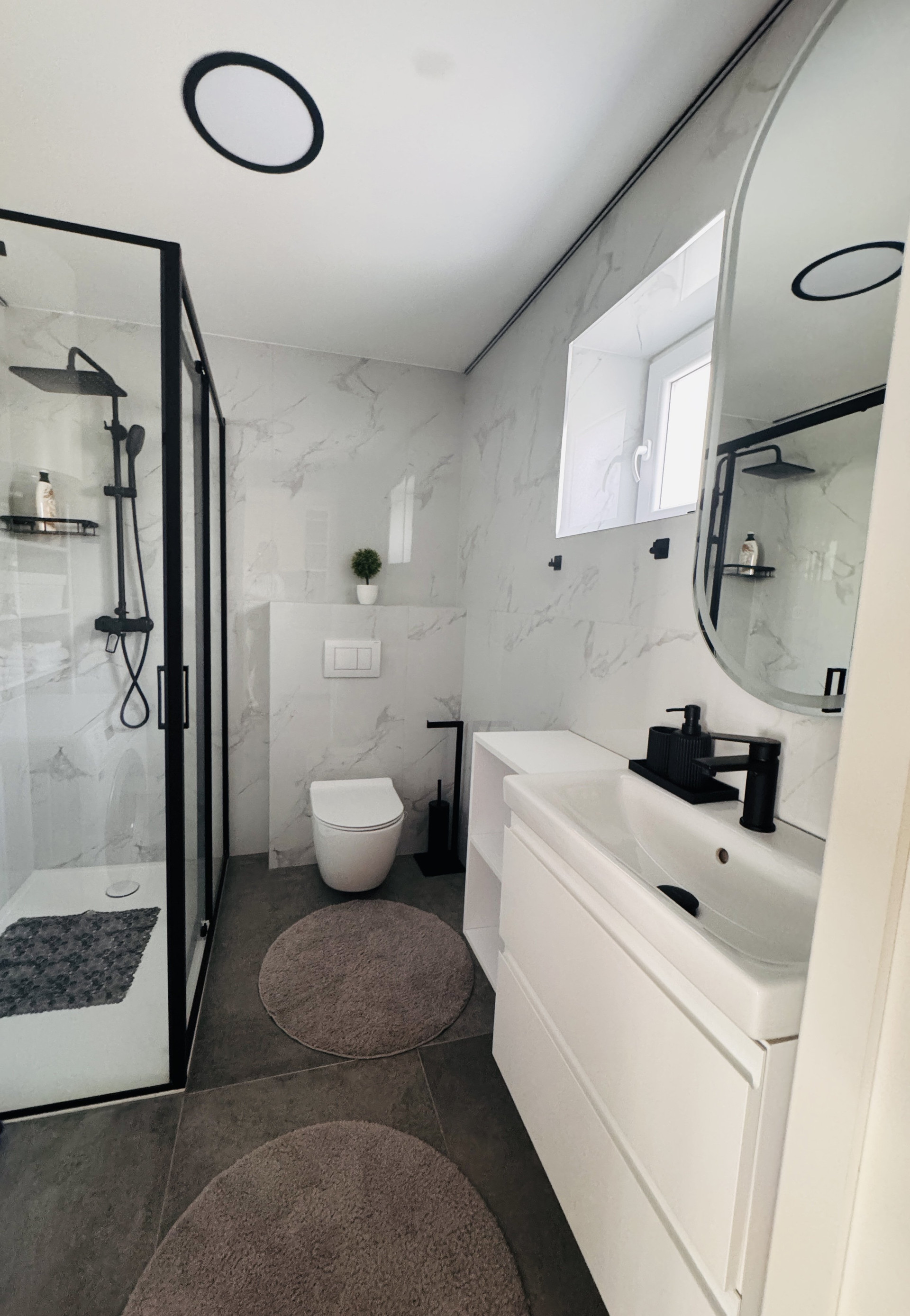 Marble bathroom shower toilet vanity