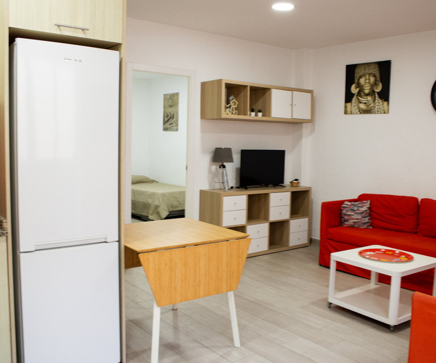 Open-plan living area and kitchen