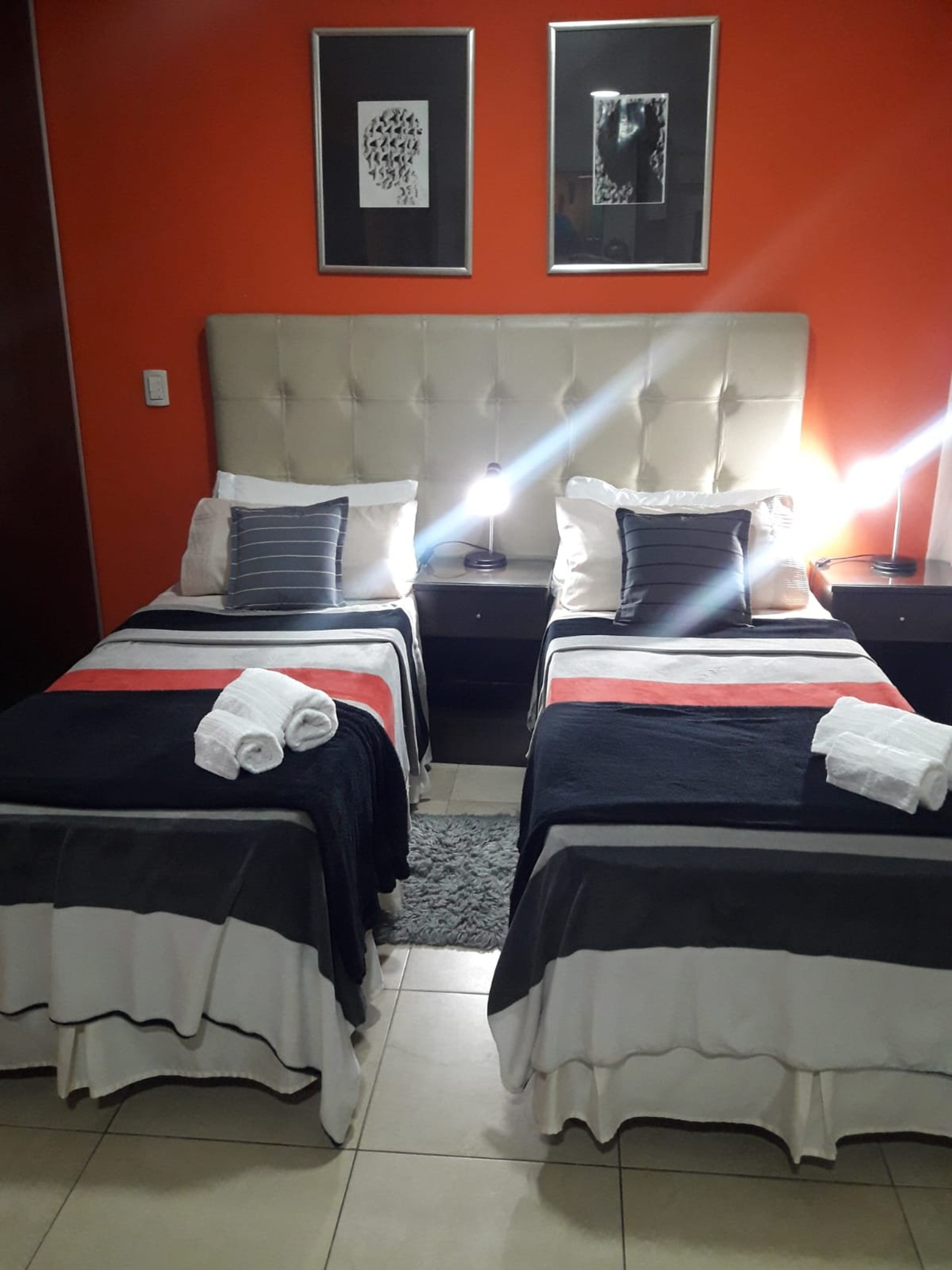 Twin beds cozy bedroom