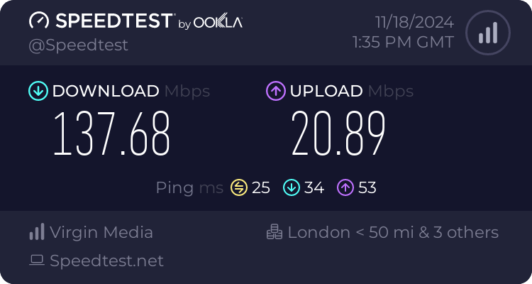 Speedtest.net result