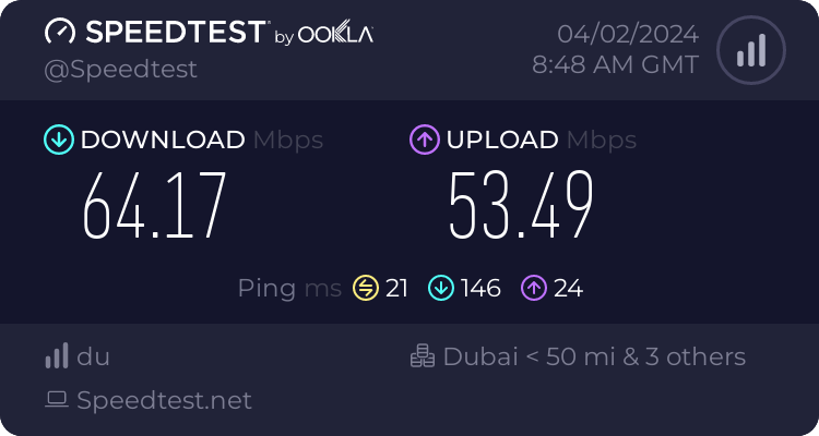 Speedtest.net result