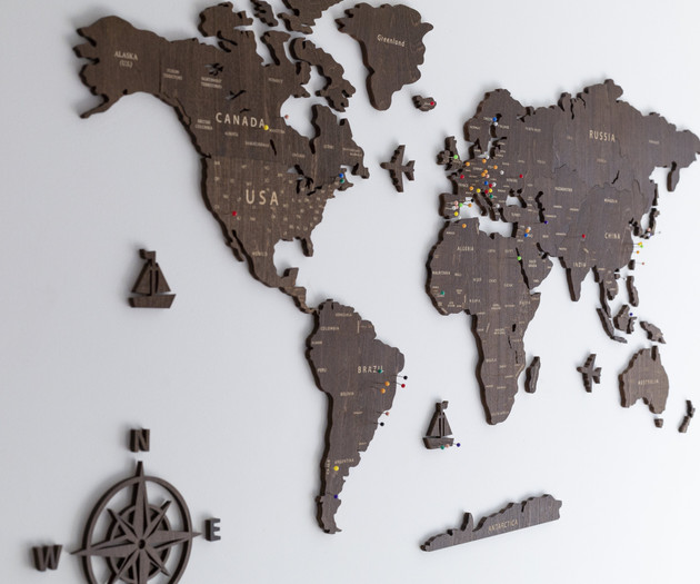 Decorative world map wall art