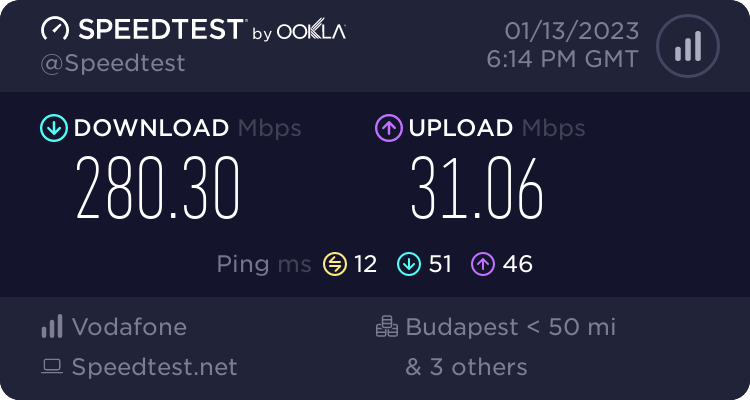 Speedtest.net result