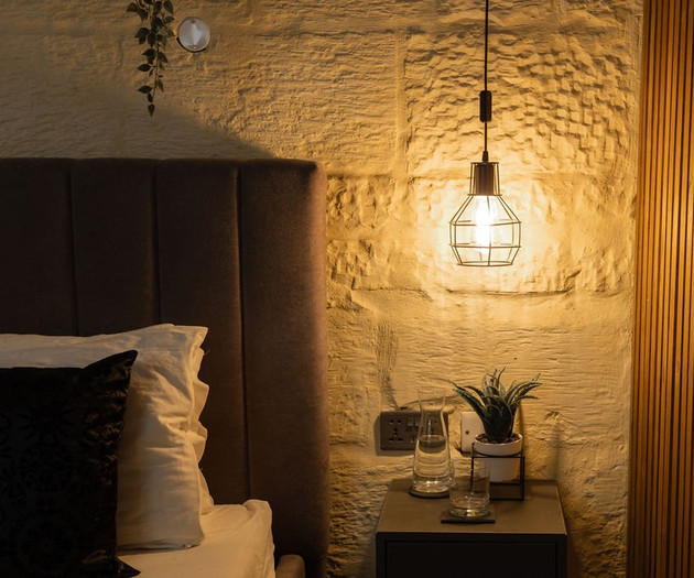 Cozy bedside lamp detail