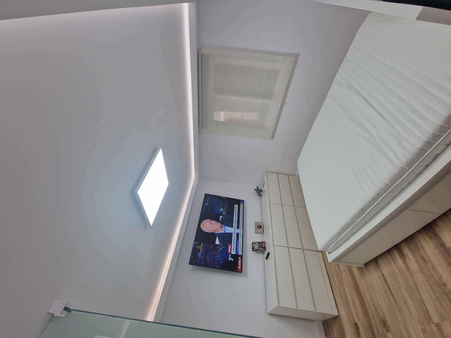 Bedroom with TV overhead view