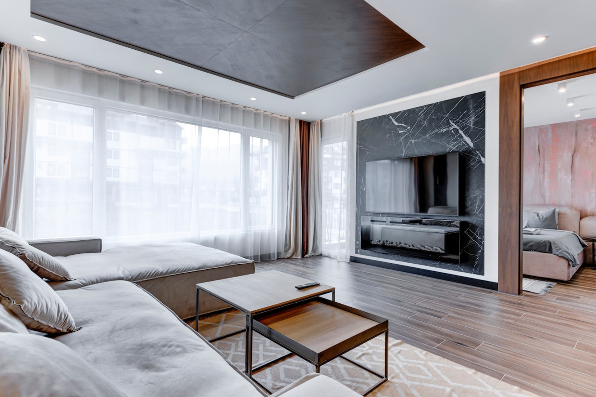TV and multimedia, Living room, Photo of the whole room, Seating area, Evening entertainment, Bed