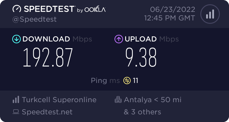 Speedtest.net result