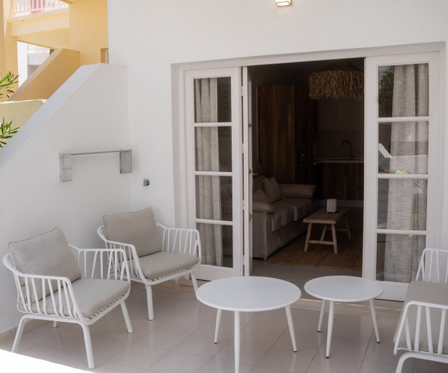 Terrace seating outside living room