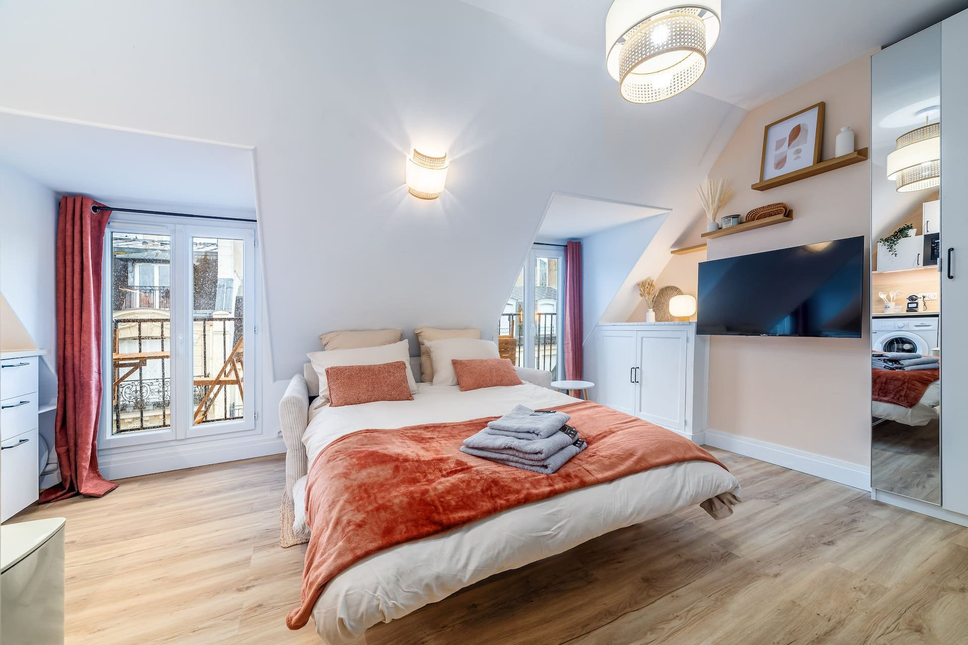 Bedroom with bed and TV
