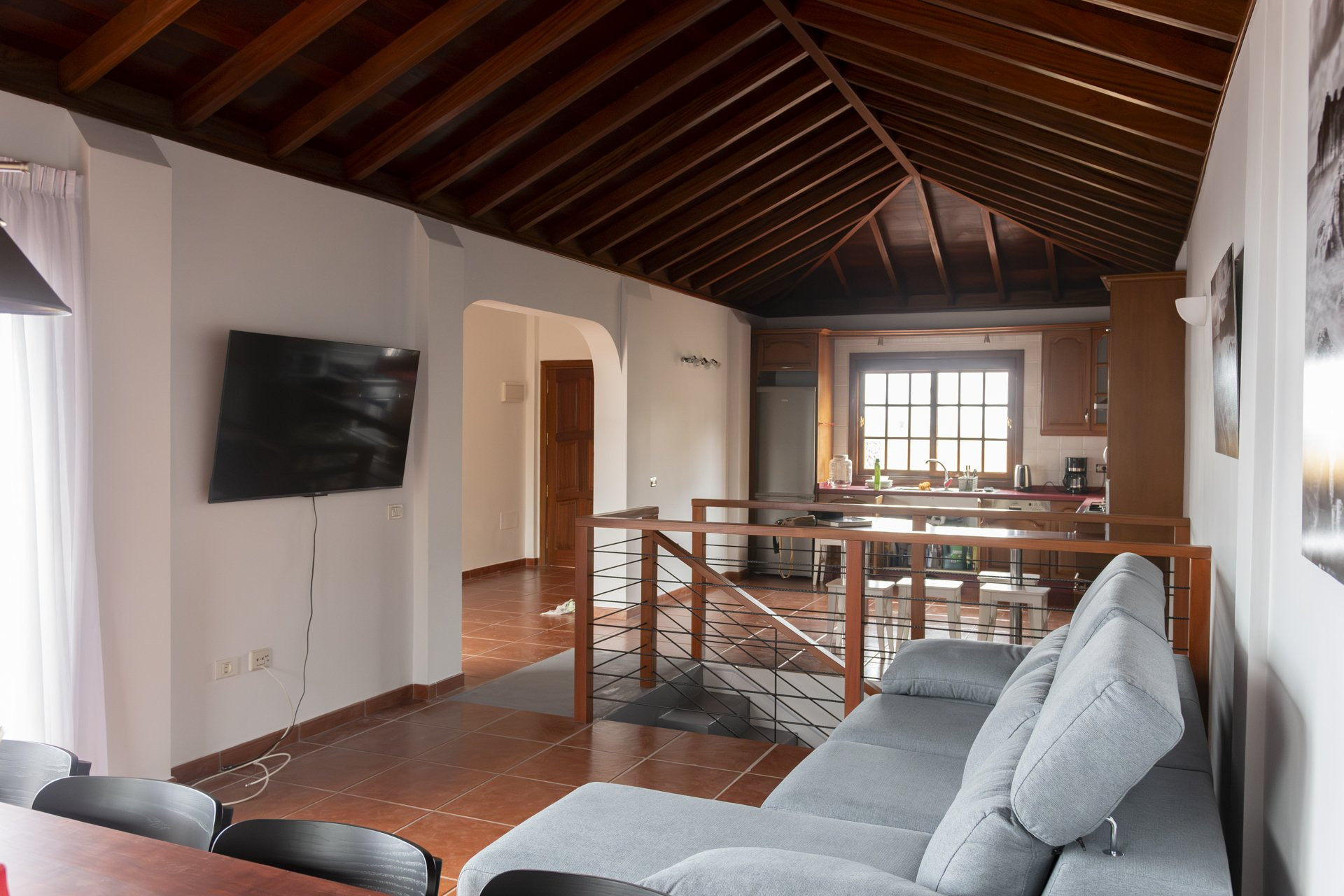 Open living area with kitchen view