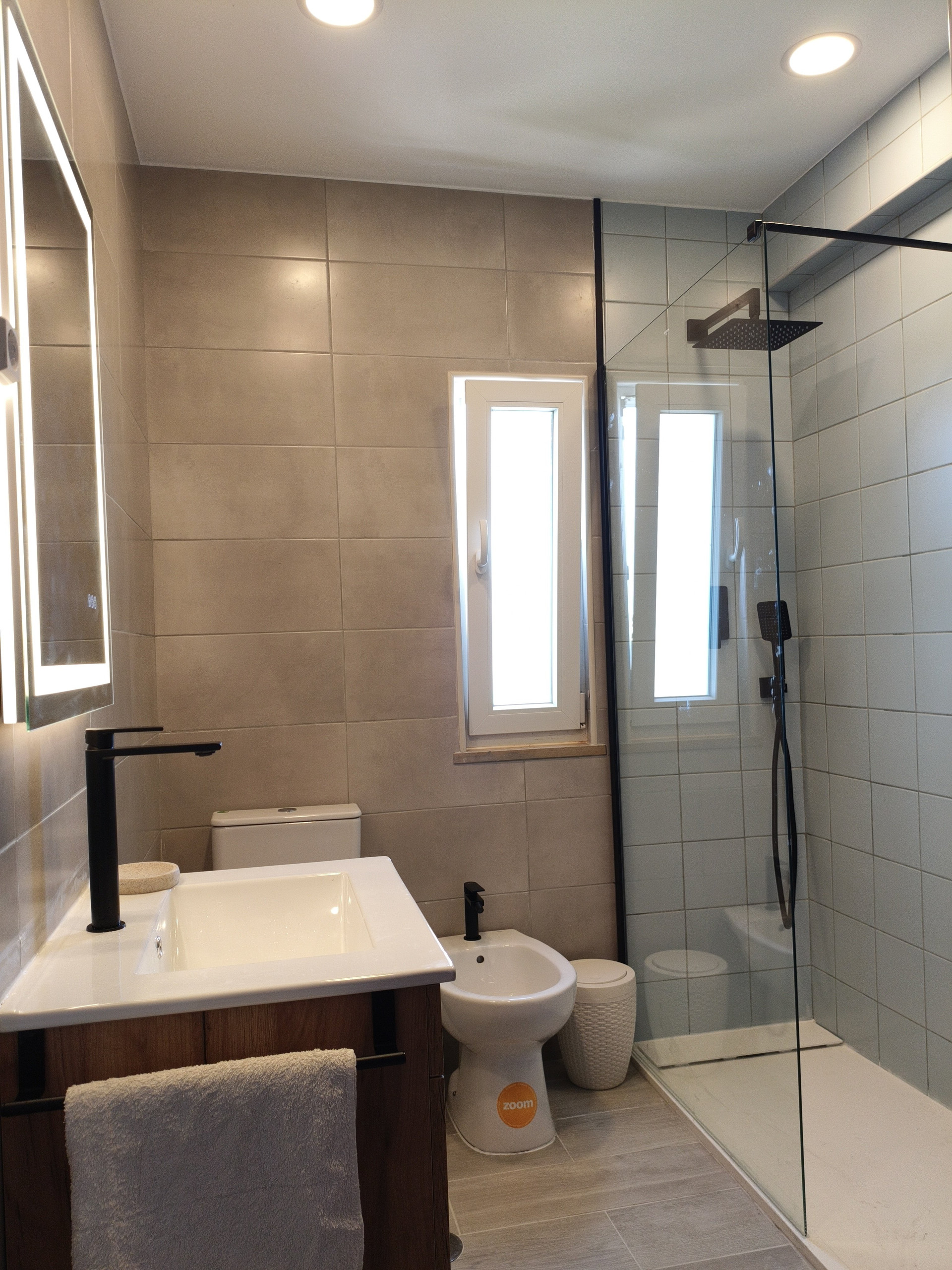 Modern bathroom with glass shower