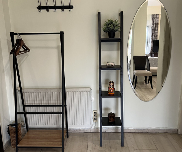 Entry rack, ladder shelf, mirror