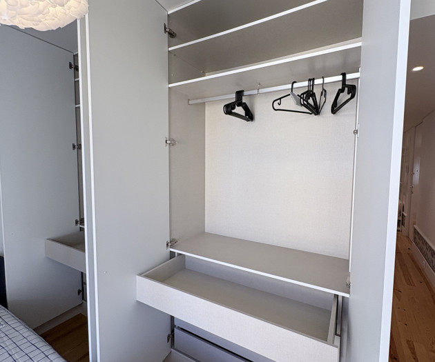 Closet interior with drawers