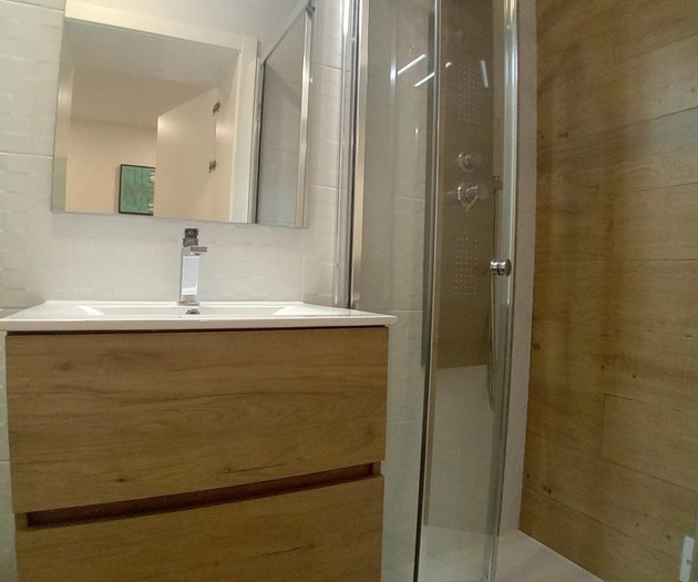 Modern bathroom with glass shower