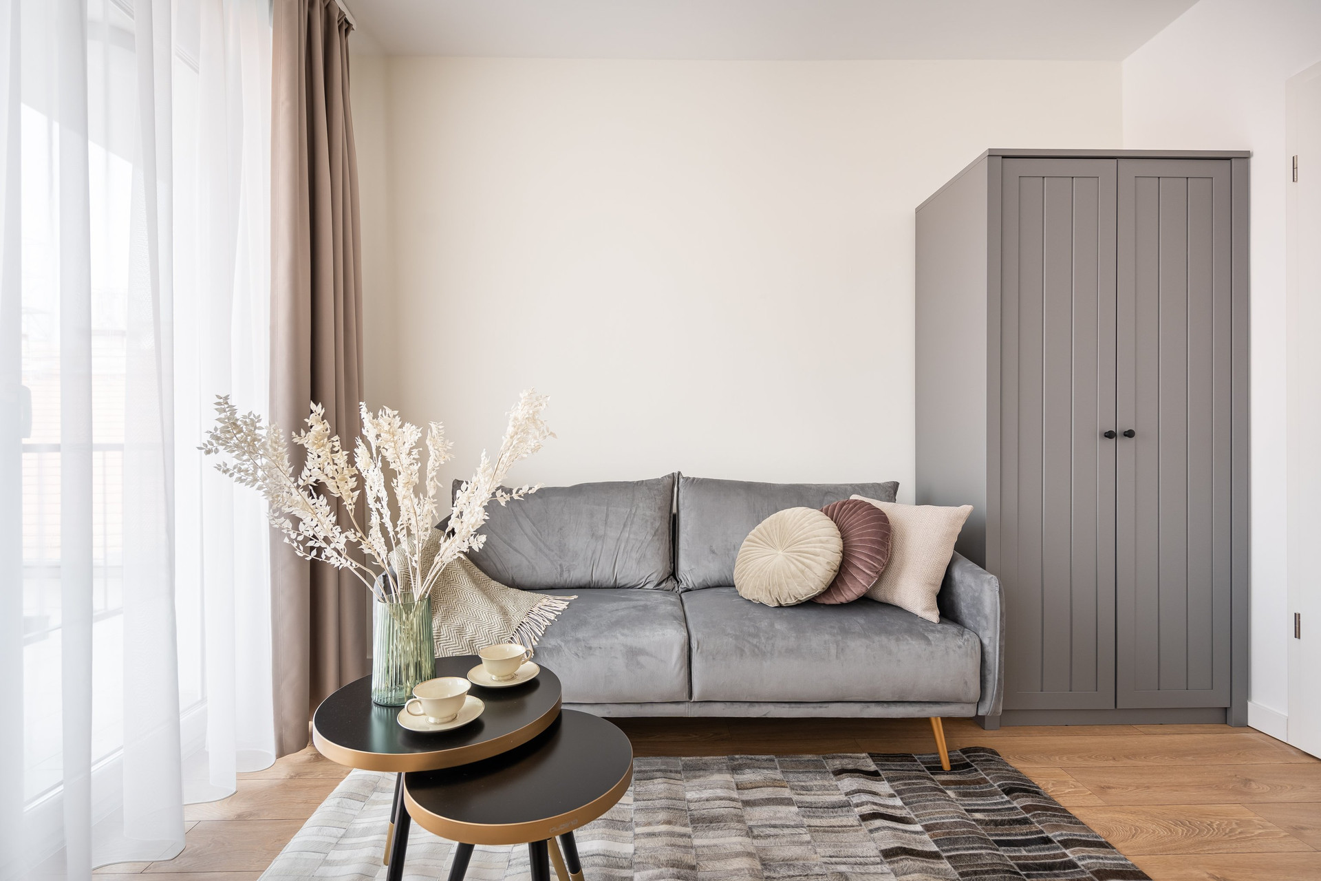 Living room sofa with wardrobe storage