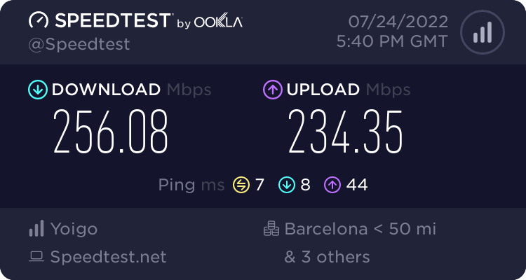 Speedtest.net result