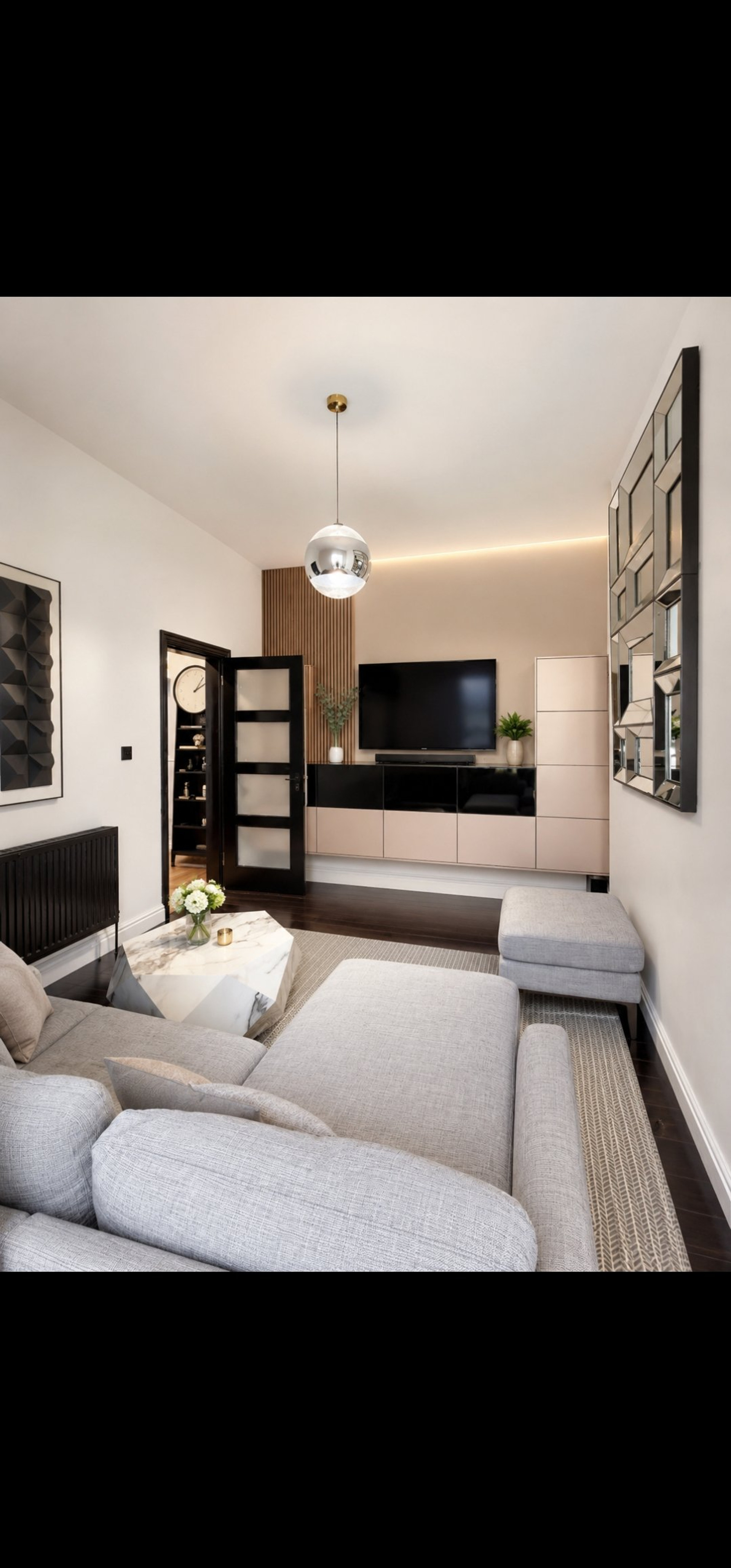 Stylish living room with TV unit