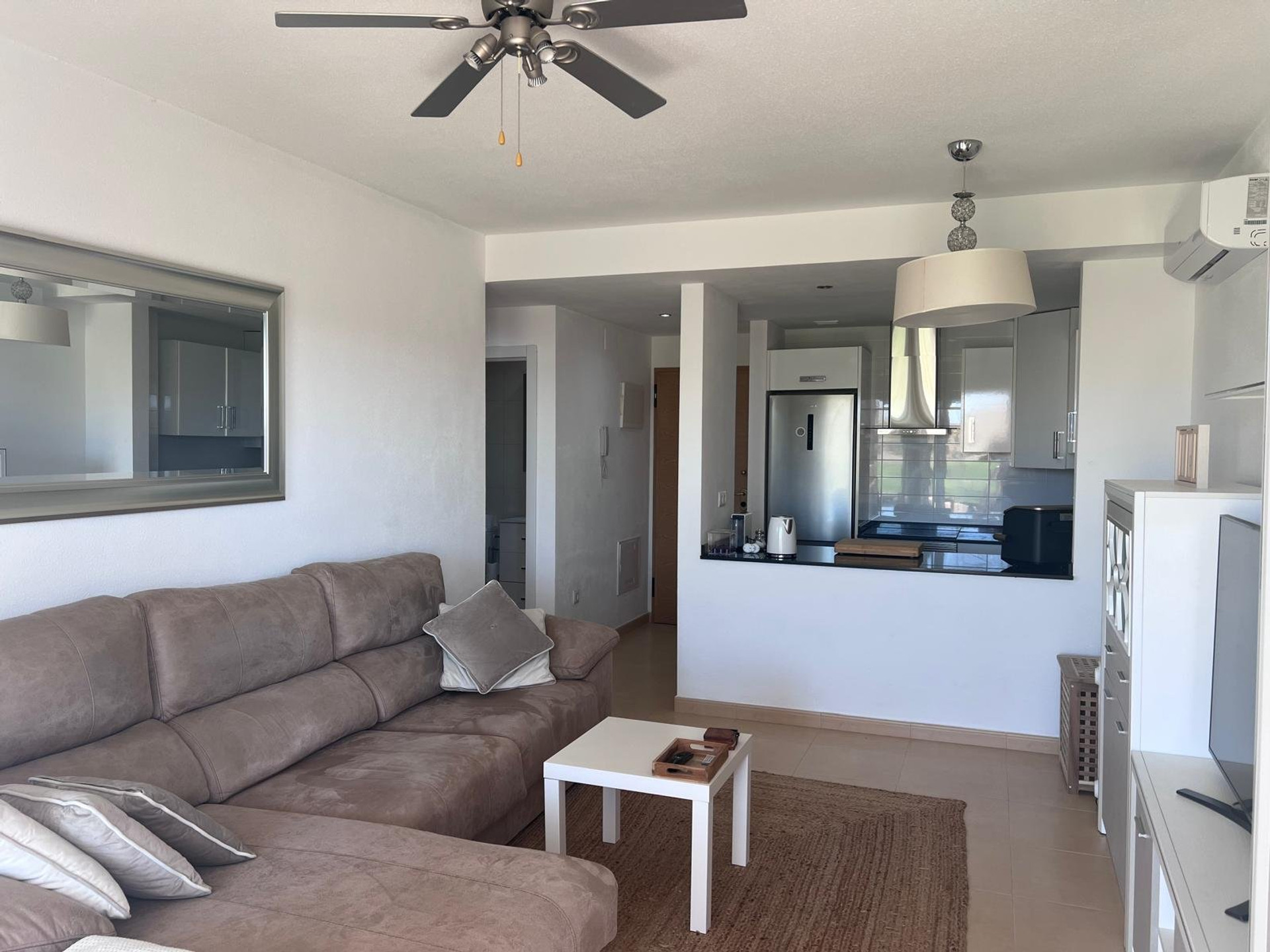 Open living area toward kitchen