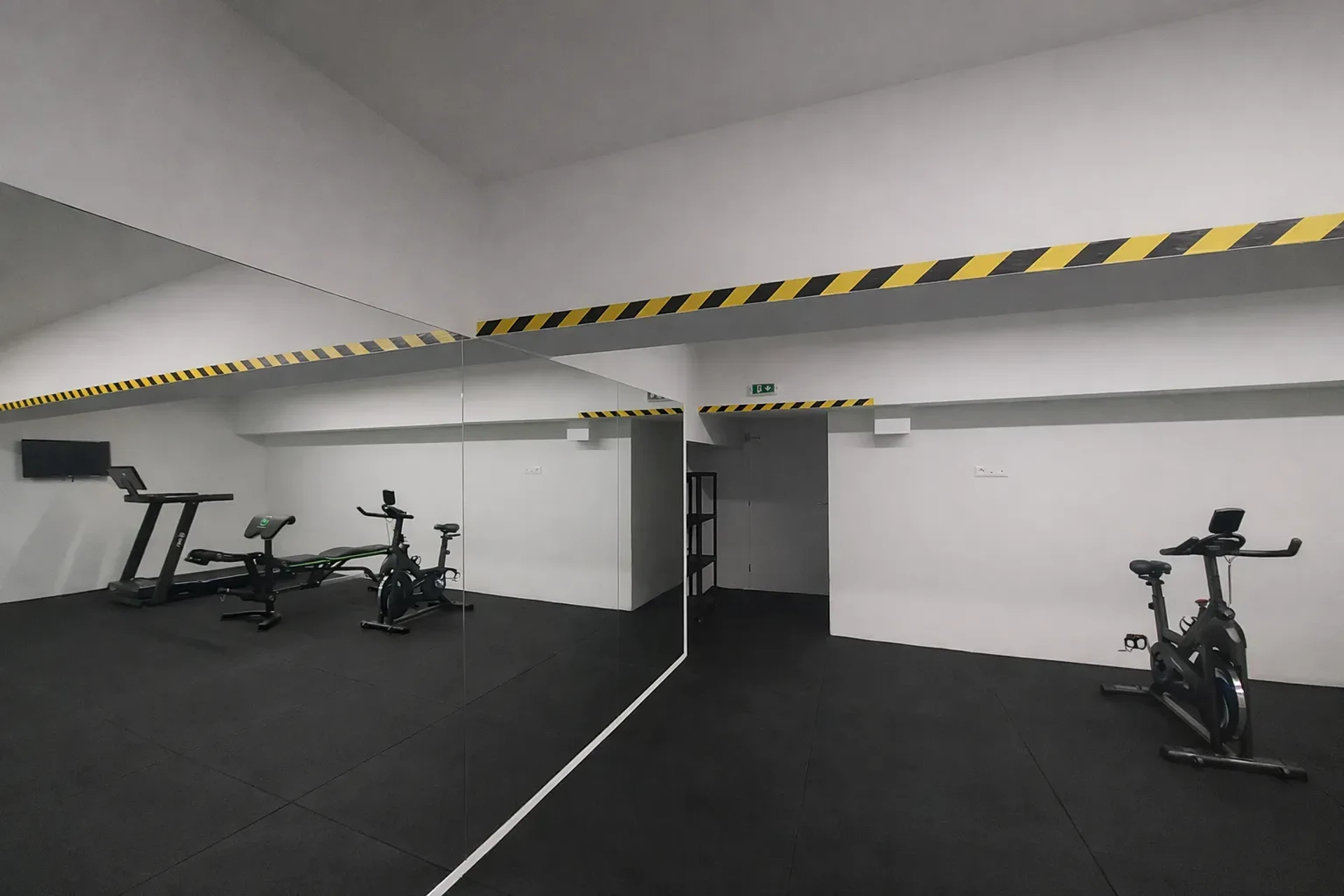 Gym with mirrored wall