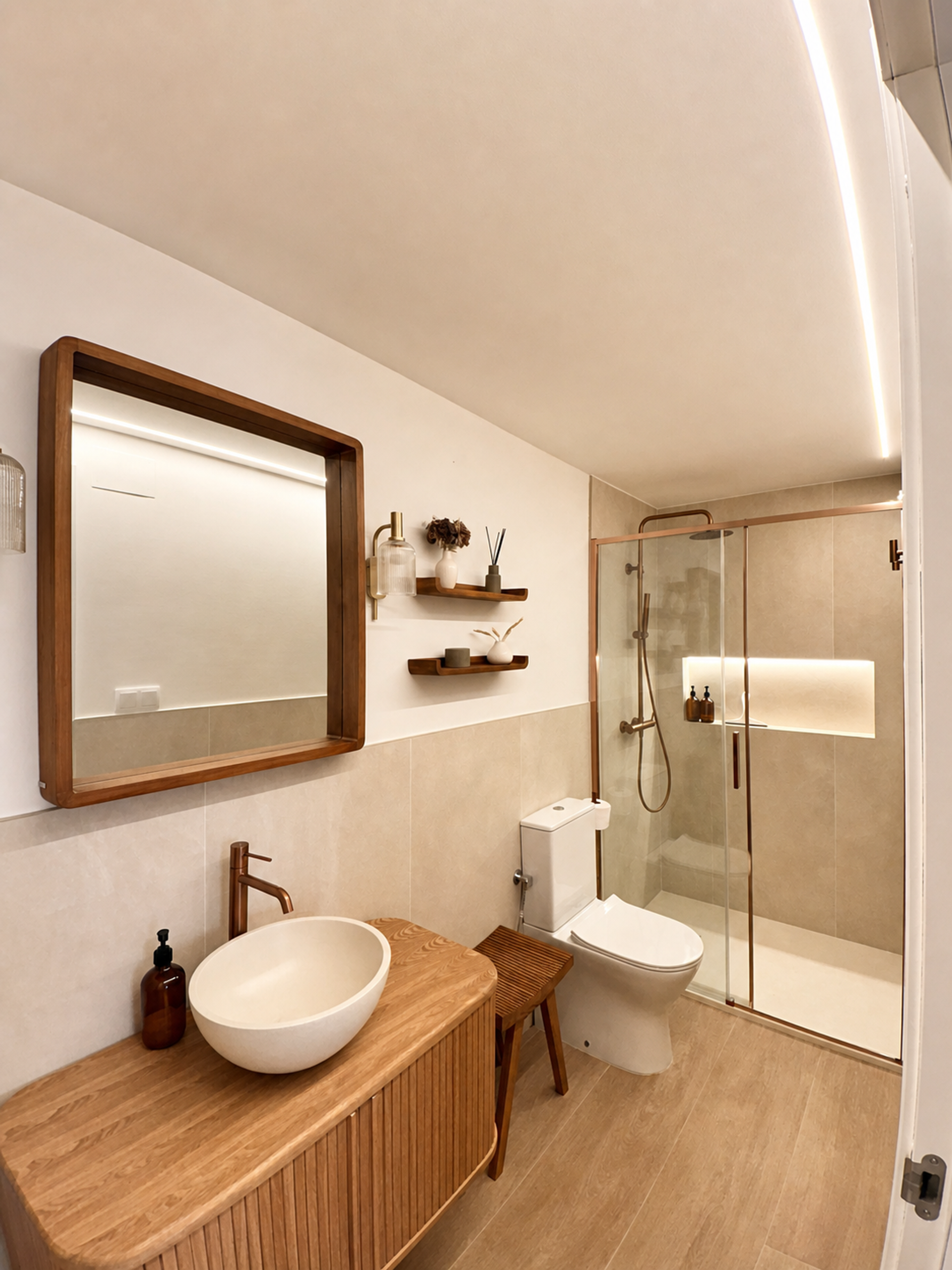 Modern bathroom with walk-in shower