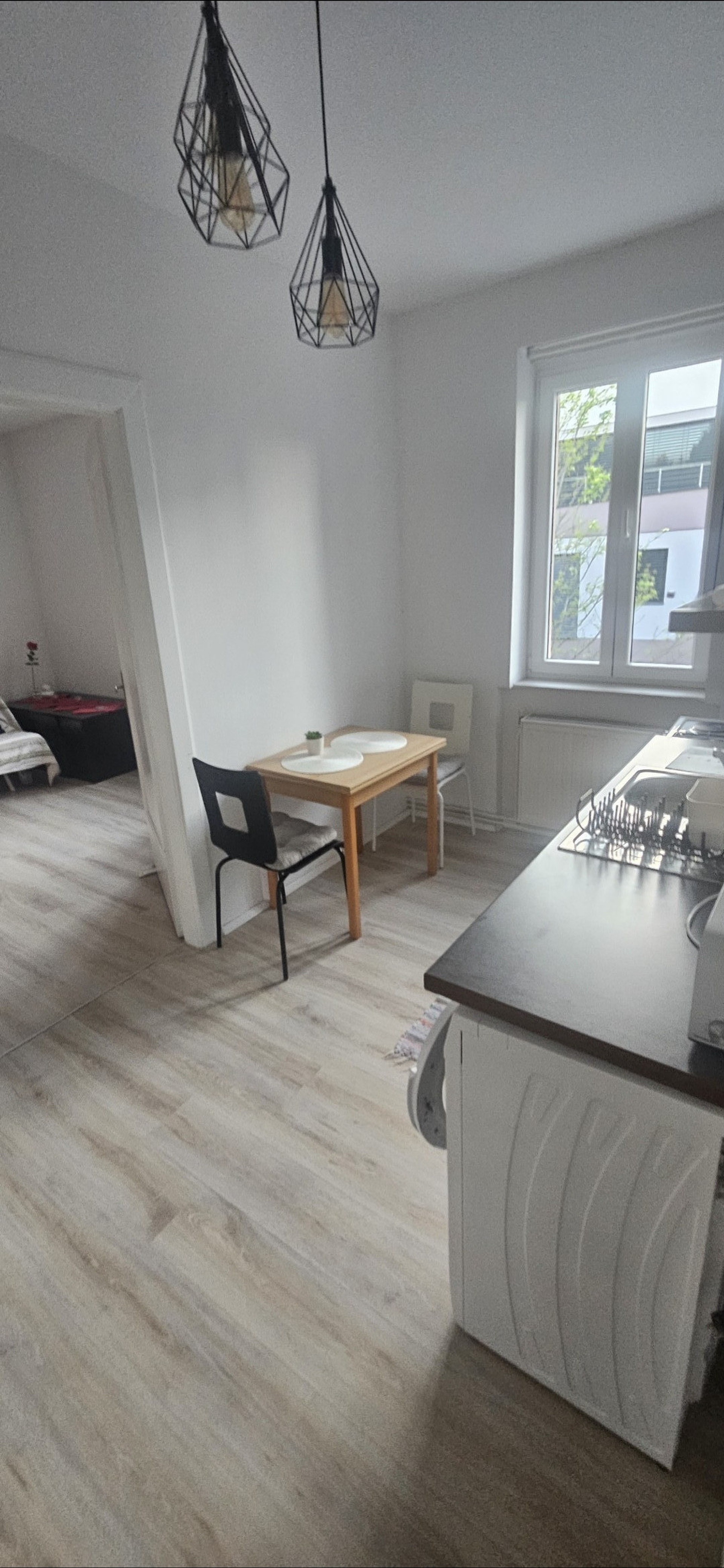 Open kitchen and dining area