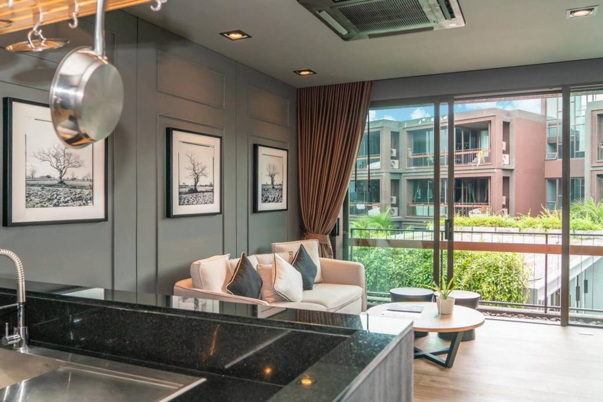 Lounge area overlooking the pool