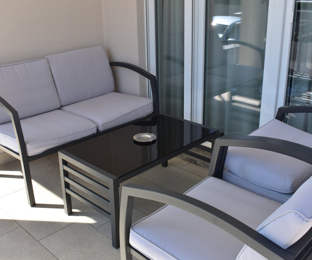 Balcony lounge seating area