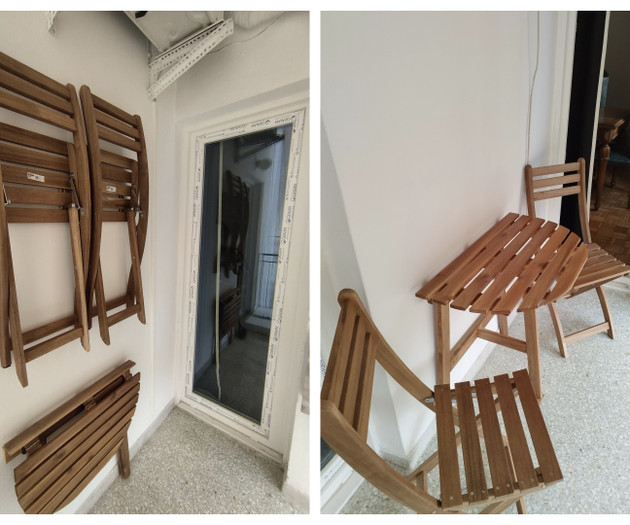 Balcony folding chairs and table