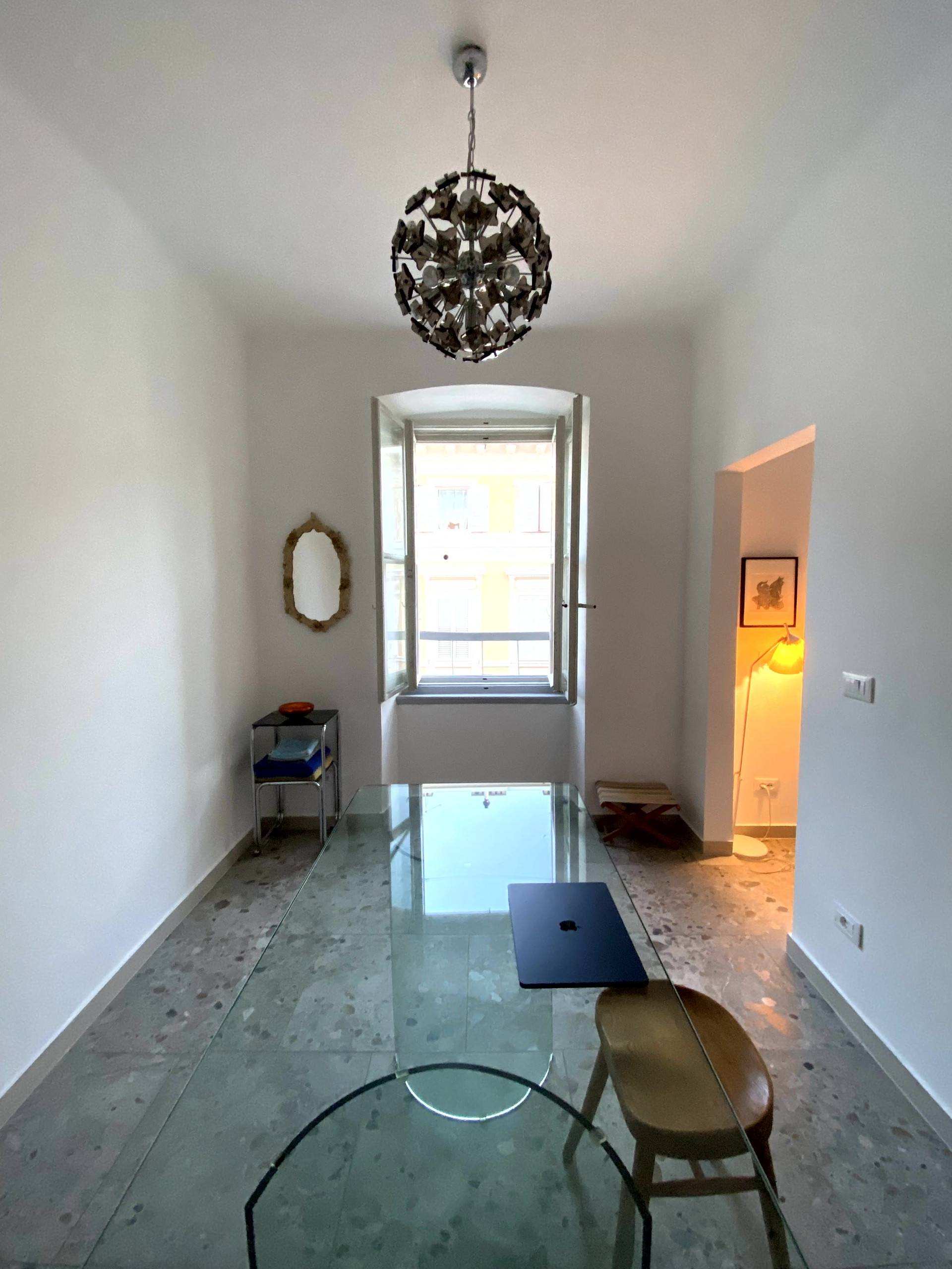 Dining area with glass table