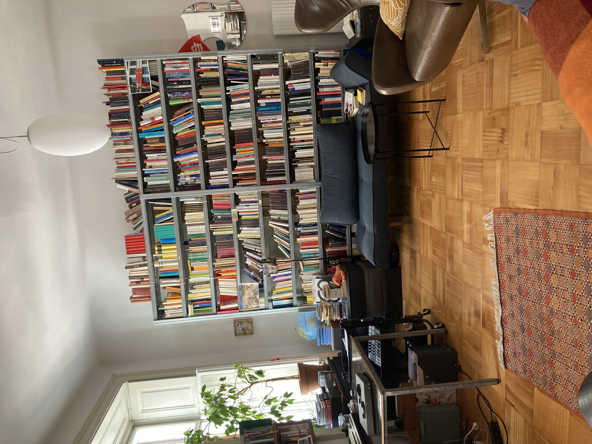 Living room with sofa and shelves