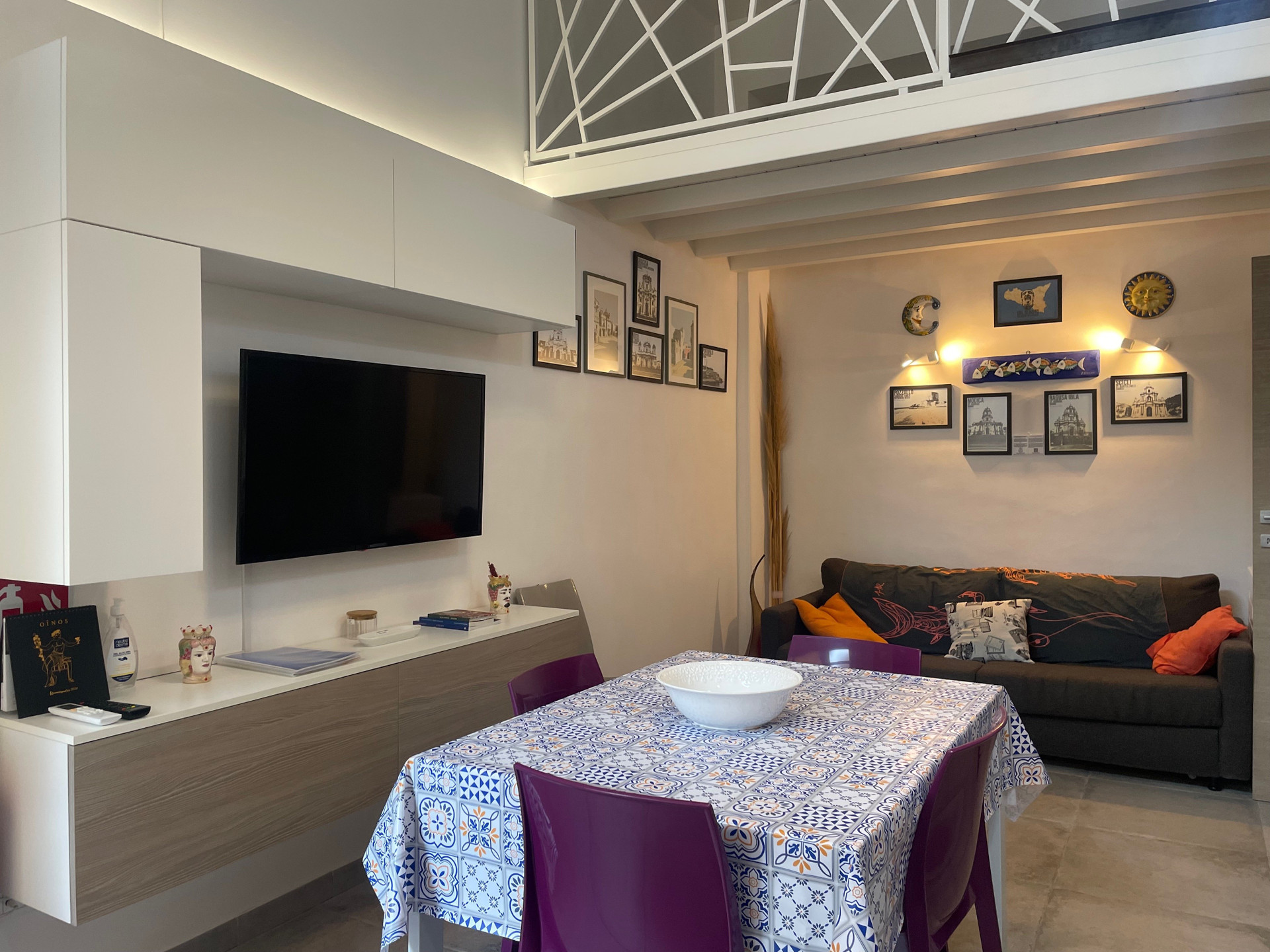 Living room with dining area loft