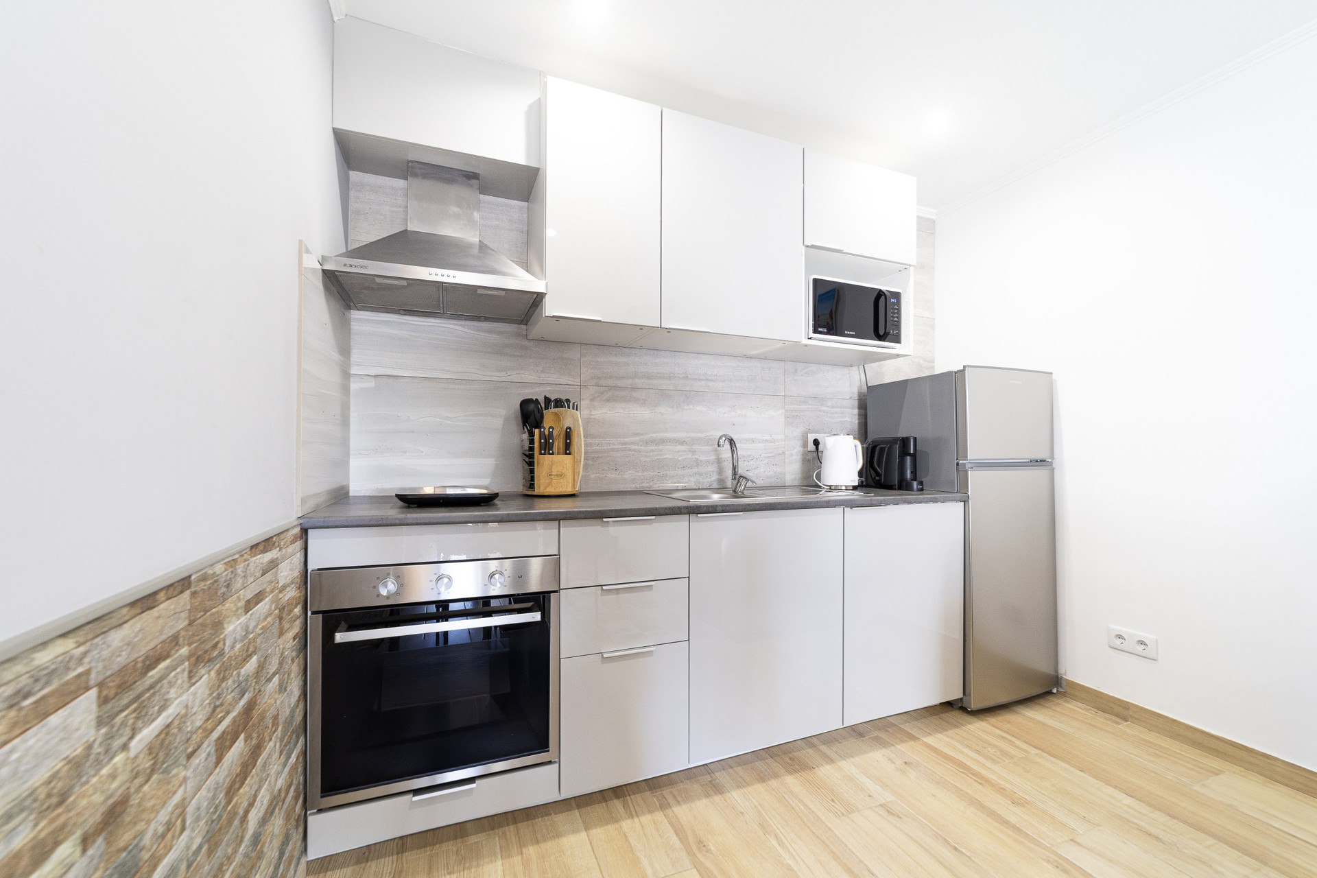 Kitchen with fridge appliances