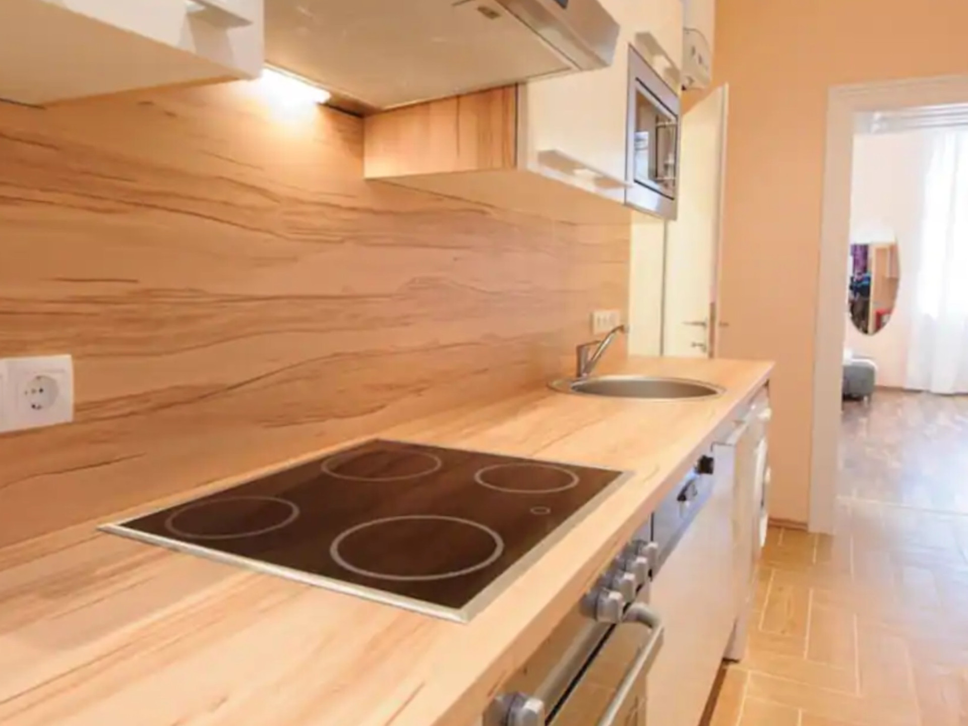 Modern kitchen with wood countertops