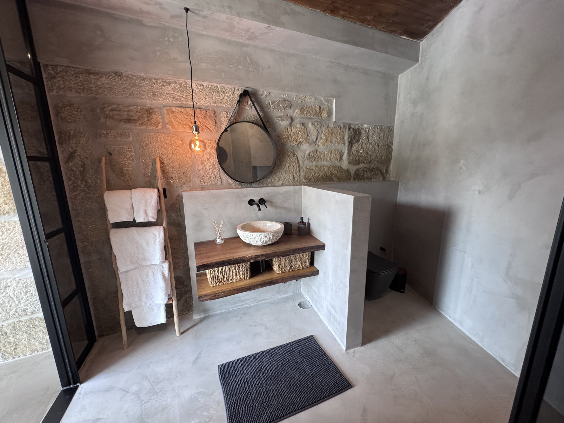 Stone bathroom with vessel sink