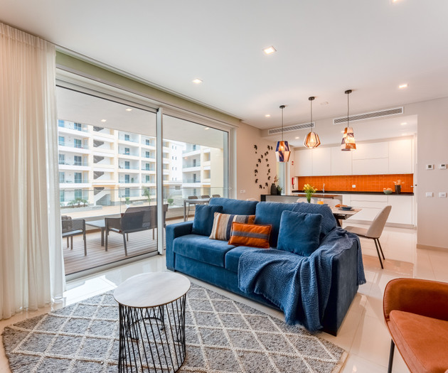 Living room with balcony view