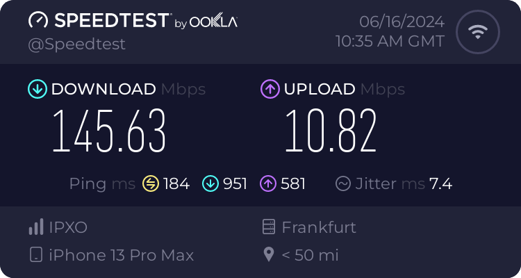 Speedtest.net result