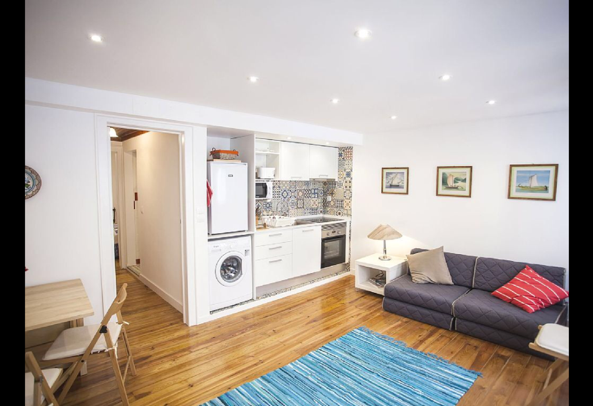 Living room, kitchen and hallway