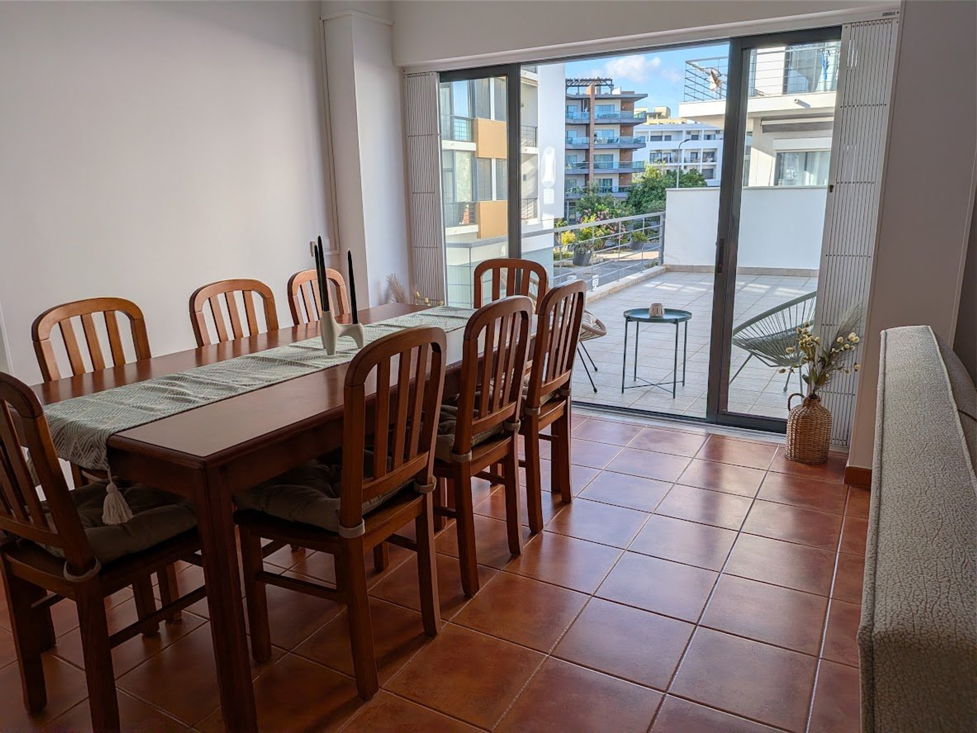 Indoor dining area with terrace access