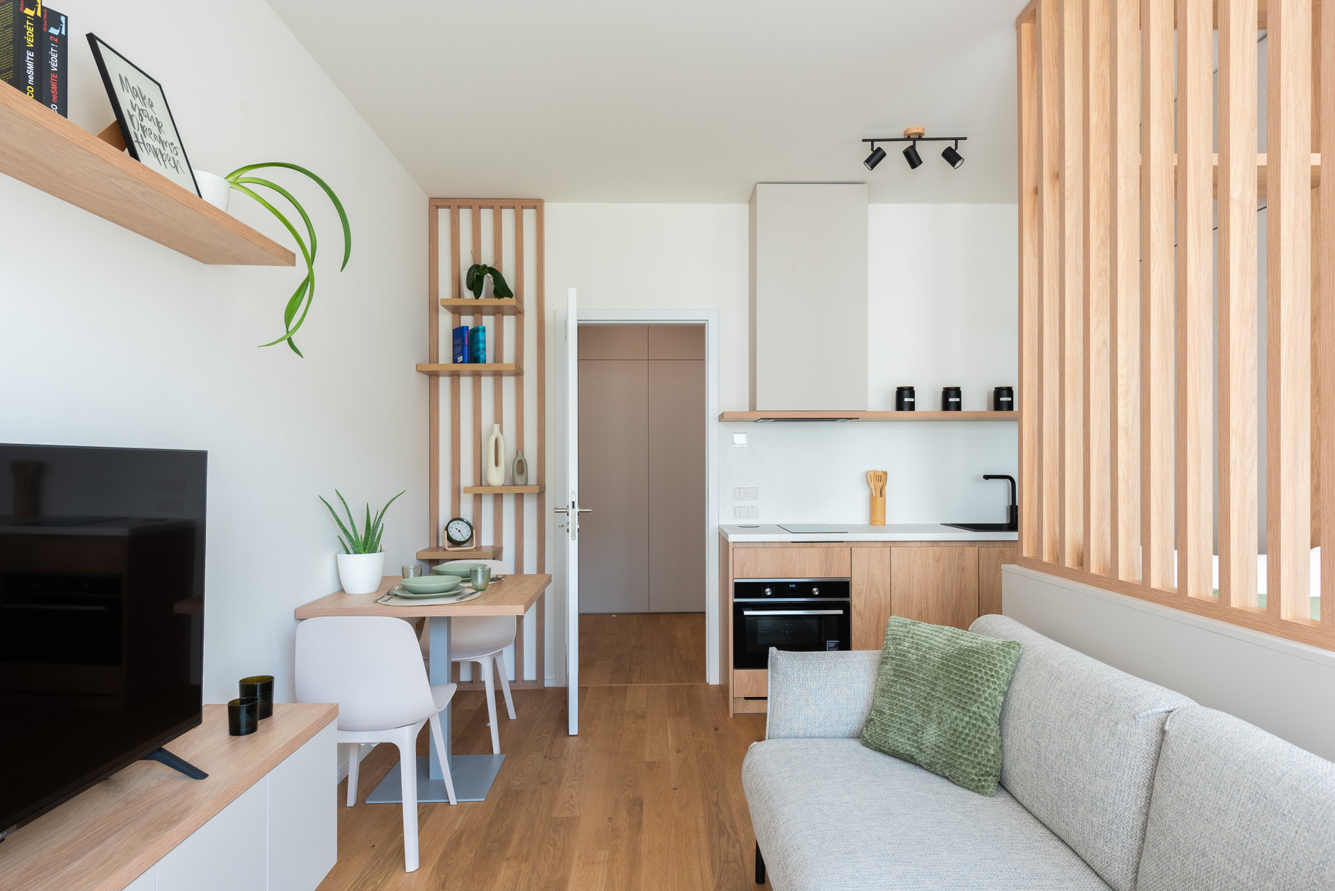 Open living kitchen dining space