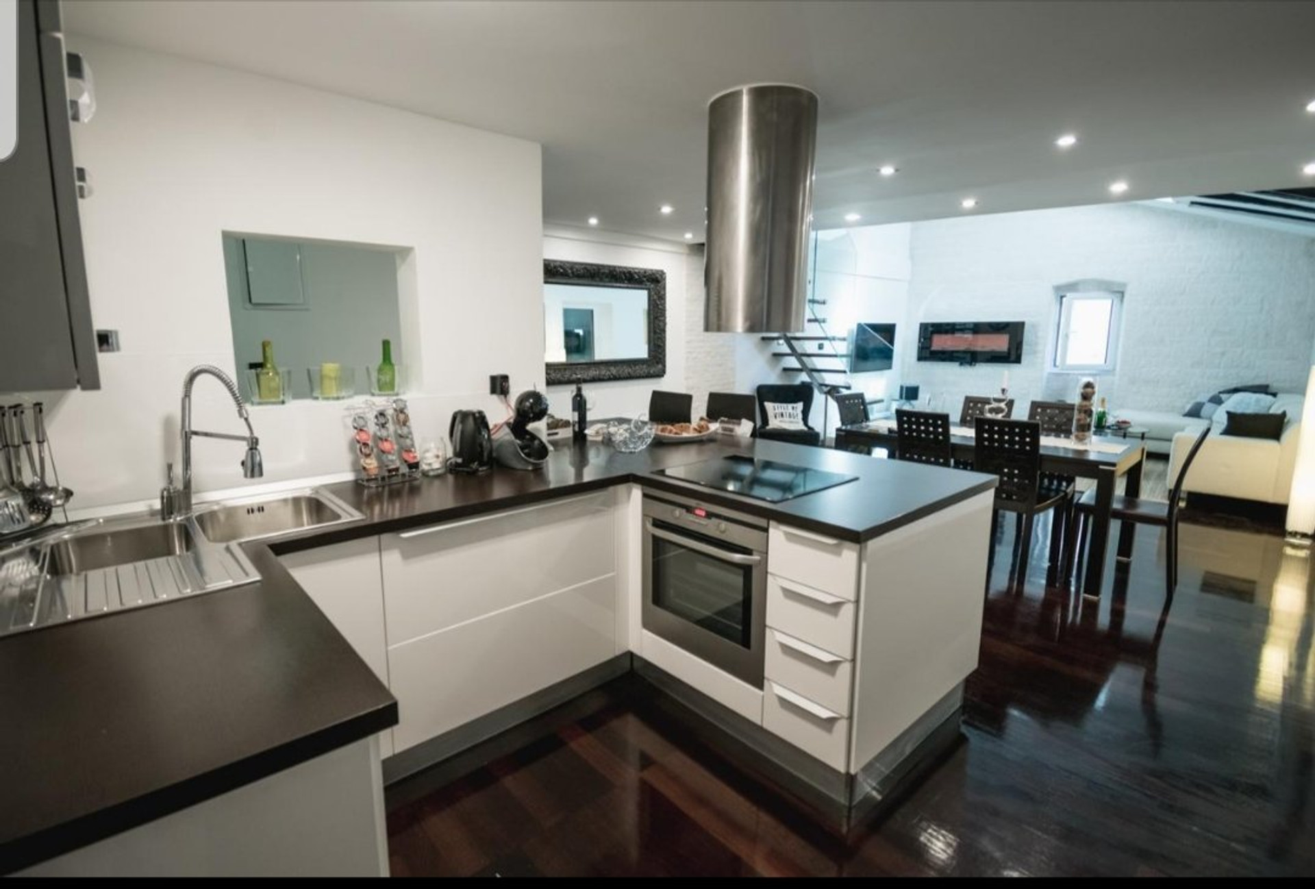 Modern white kitchen with island