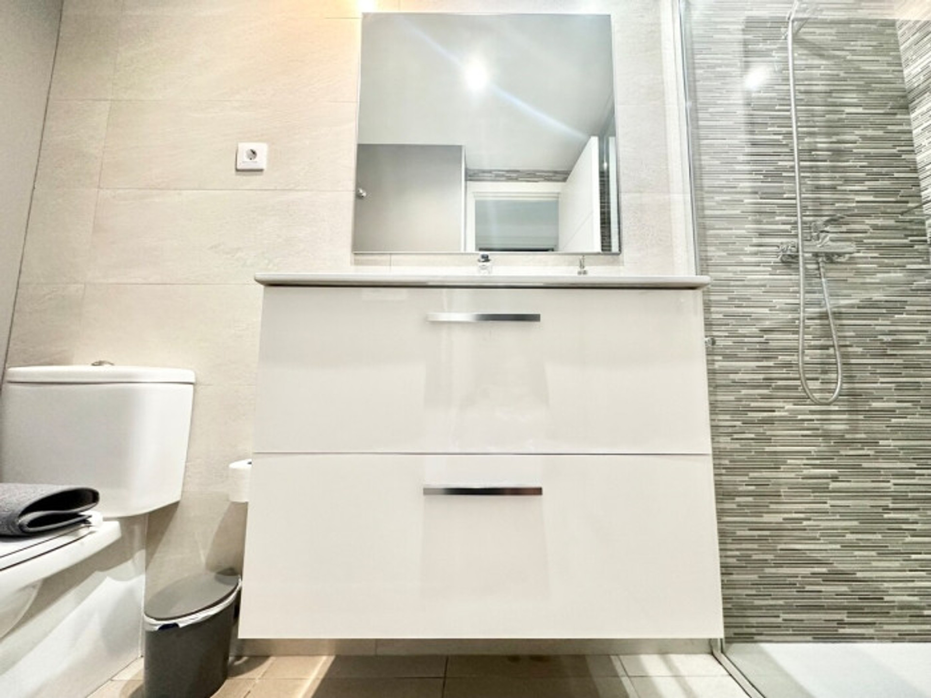 Modern bathroom with shower vanity