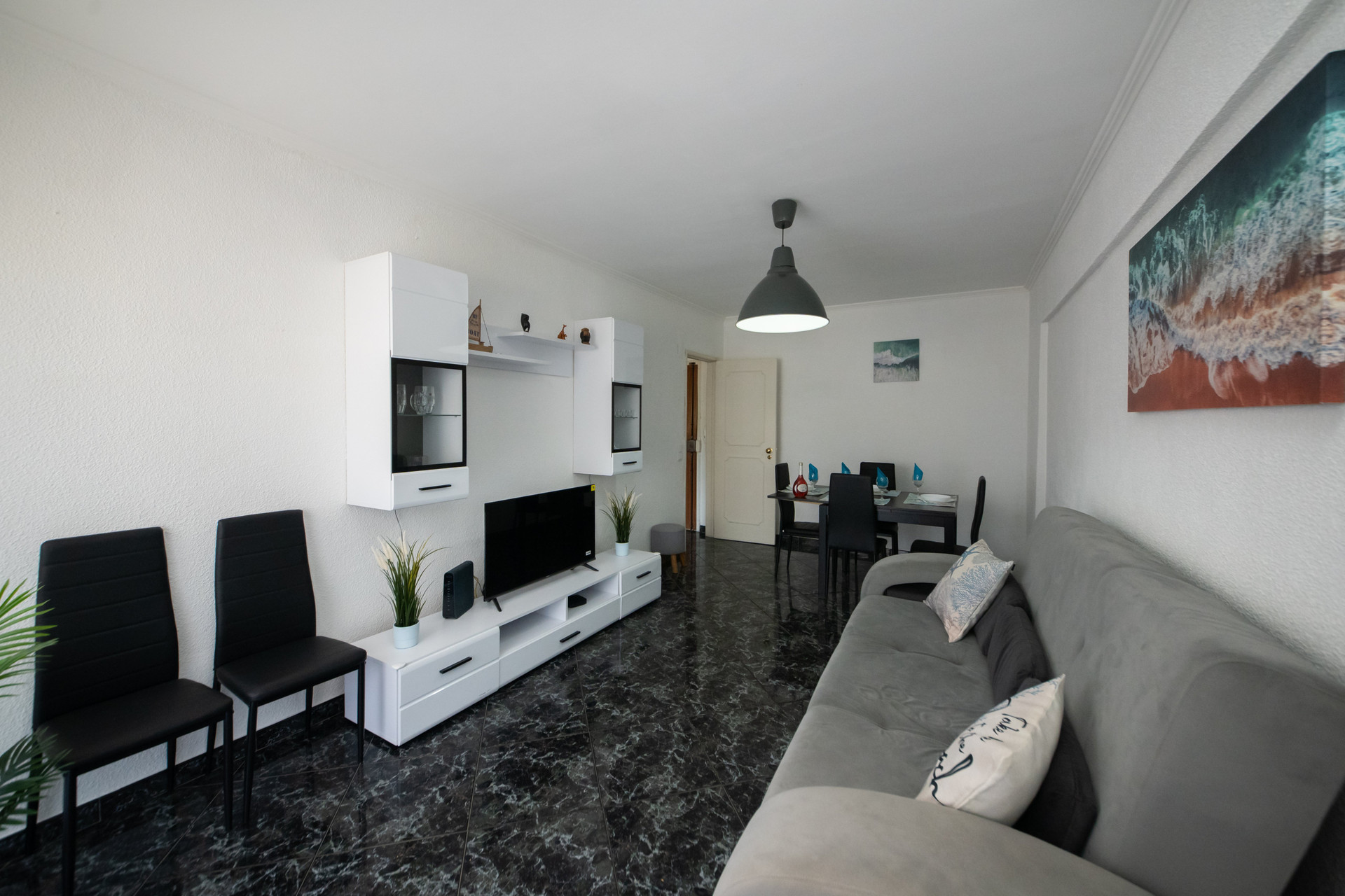 Living room with dining table