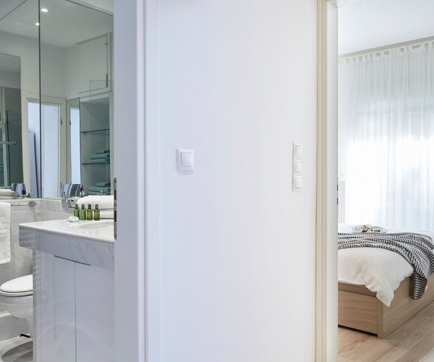 The bathroom and the bedroom