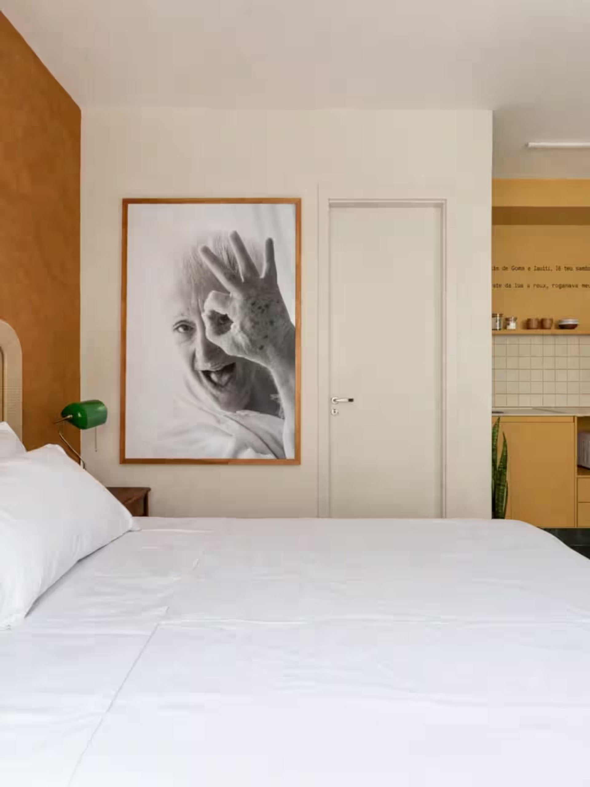 Bedroom with kitchen view