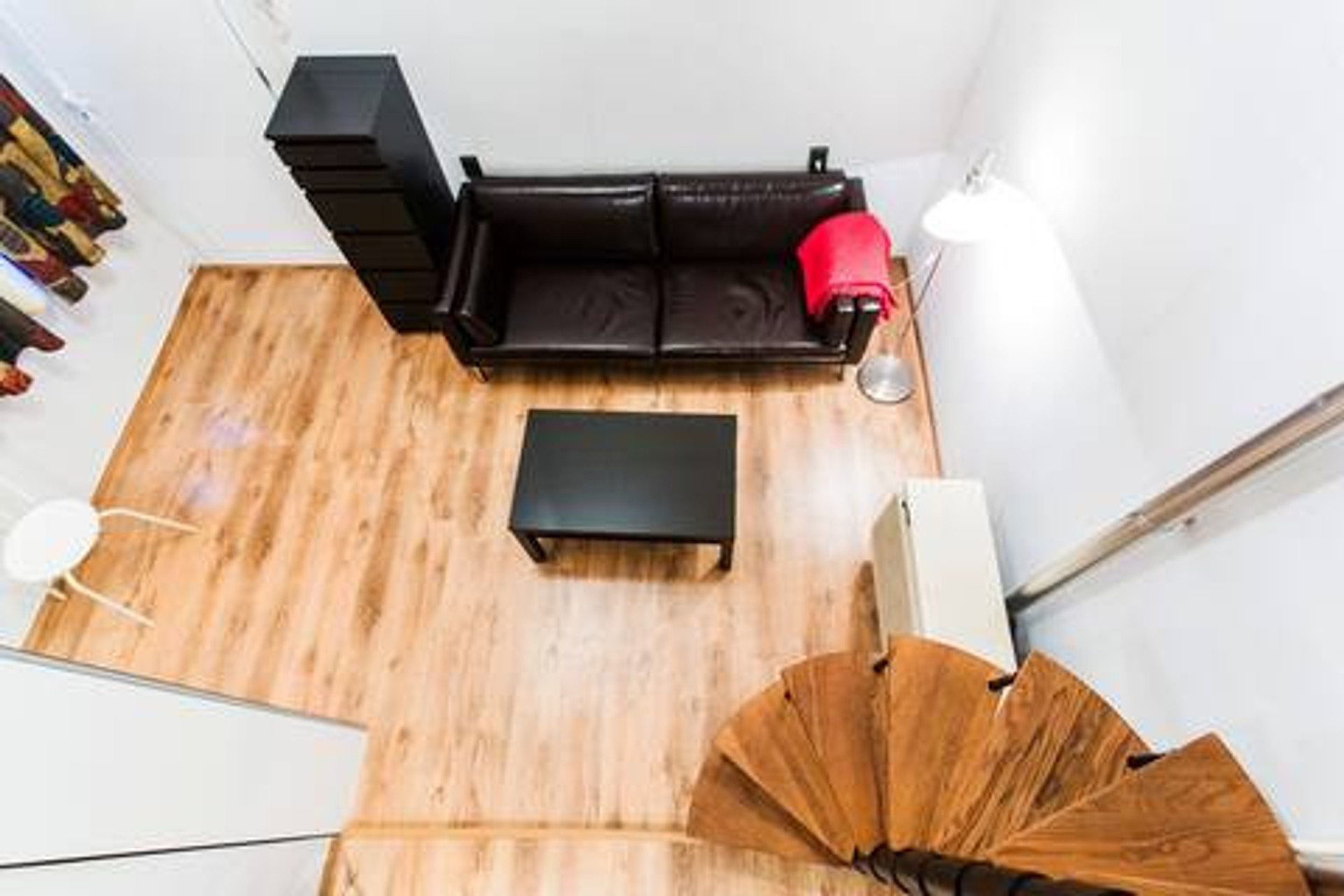 looking down from the sleeping loft